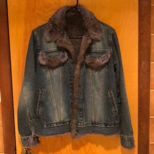Fur lined denim jacket